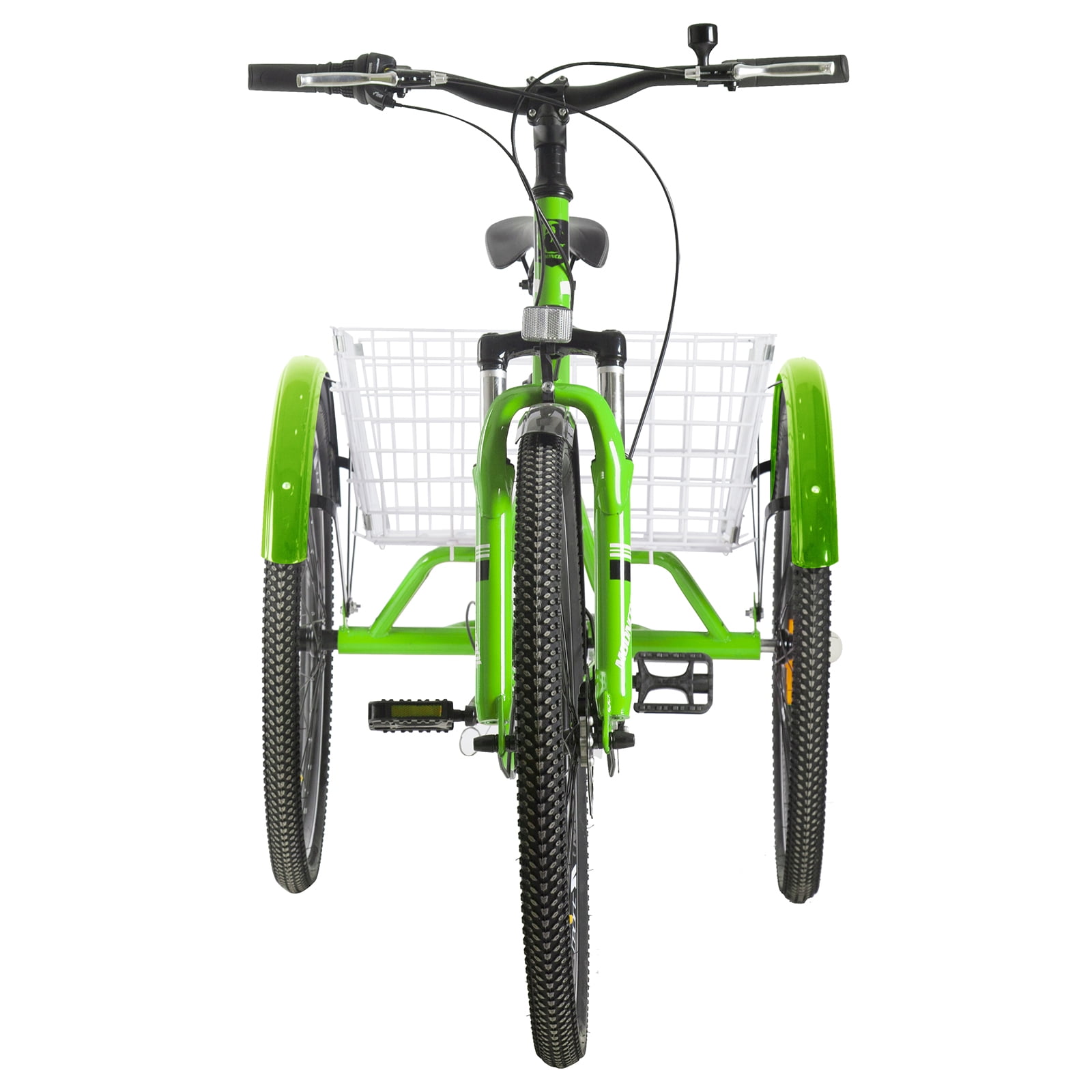 FICISOG Mountain Tricycle for Adults, 3 Wheeled 7-Speed Mountain Tricycle 24 inch 26 inch 27.5 inch Men's Women's Tricycles Cruiser Bike Featuring Disc Brakes, Cargo Basket