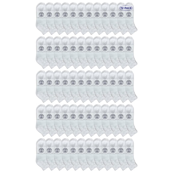 72 Pairs Of Yacht & Smith Men Wholesale Cotton Sport Athletic Mid Ankle Socks Bulk Case Pack Size 10-13 (White)