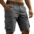 thumbnail image 4 of XFeng Men Black Cargo Shorts Zipper Button Pockets Loose Knee‑Length Casual Outdoor Shorts, 4 of 7