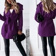 thumbnail image 2 of Lyinloo Woman Long Jackets Long Solid Woolen Coats Double Breasted Warm Blet Outwear Purple L, 2 of 5