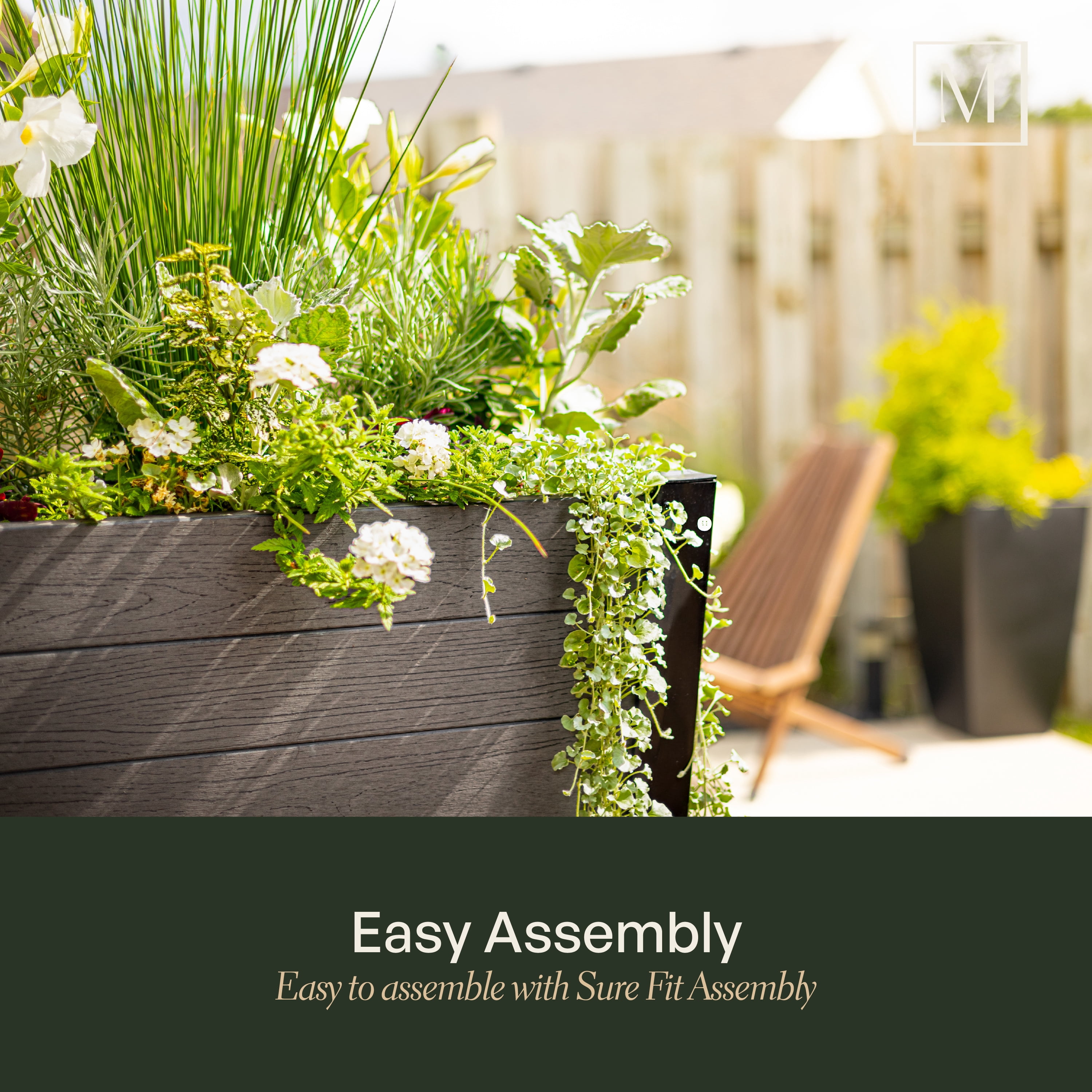 Horizon 30in Long Tapered Planter - Charcoal