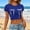 Blue, variant on Womens T Shirts Crop Tops Basic Tees Casual Slim Fit Crew Neck Short Sleeve Tshirts Bow Print Blouses Breast Cancer Awareness Summer Trendy Dark Gray