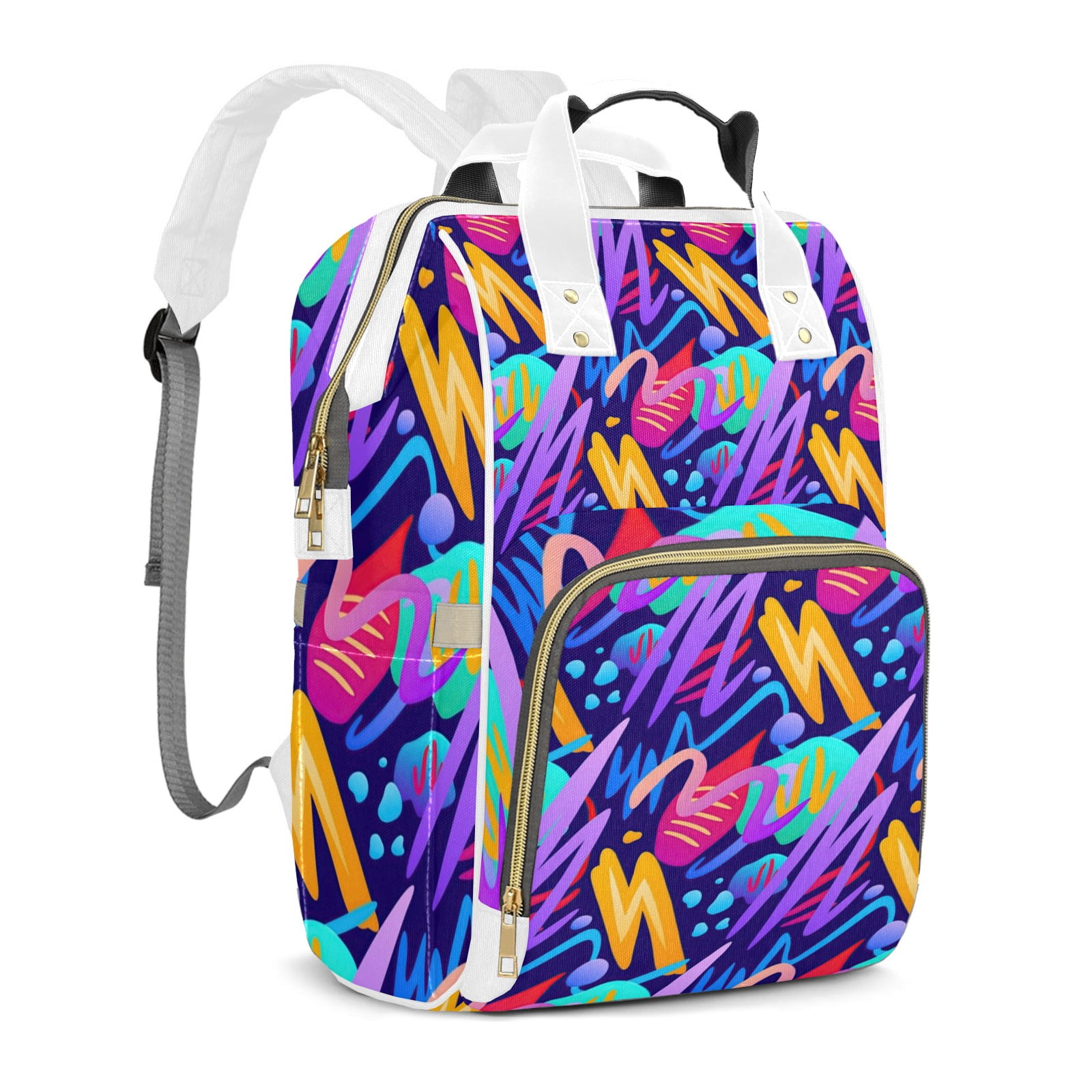Abstract Geometric Pattern Diaper Bag Backpack – Large Capacity, Insulated Baby Bottle Pocket, Multifunctional Mommy Bag for Boys & Girls
