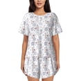 thumbnail image 1 of Balery Elegant ice skates snowflakes Conjunto de Pijama para Mujer con Estampado, Dos Piezas de Manga Corta y Shorts, Ropa de Dormir Suave con Cuello Redondo y Bolsillos-Large, 1 of 6