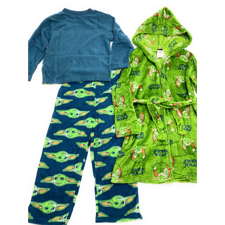 Boys Star Wars Baby Yoda 3 Piece Fleece Pajama Set with Hooded