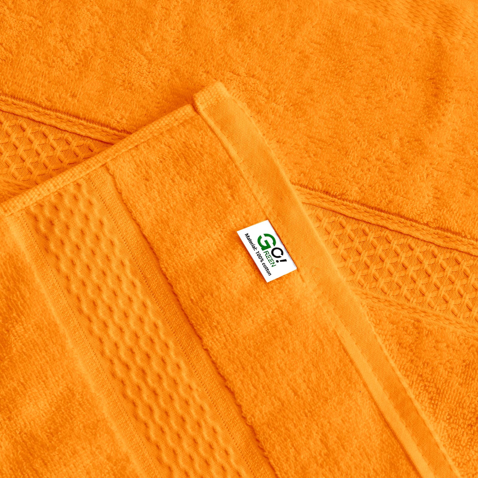 Gogreen 100% Cotton Bath Towel Sets of 8 Pieces, 2 Bath Towels 2 Hand Towels 4 Washcloths, Highly Absorbent Towels for Bathroom, Gym, Hotel (Orange)