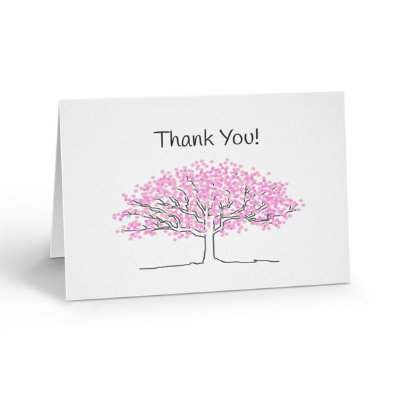 Stonehouse Collection Cherry Blossom Thank You Cards, Pink Floral Tree Design, 1