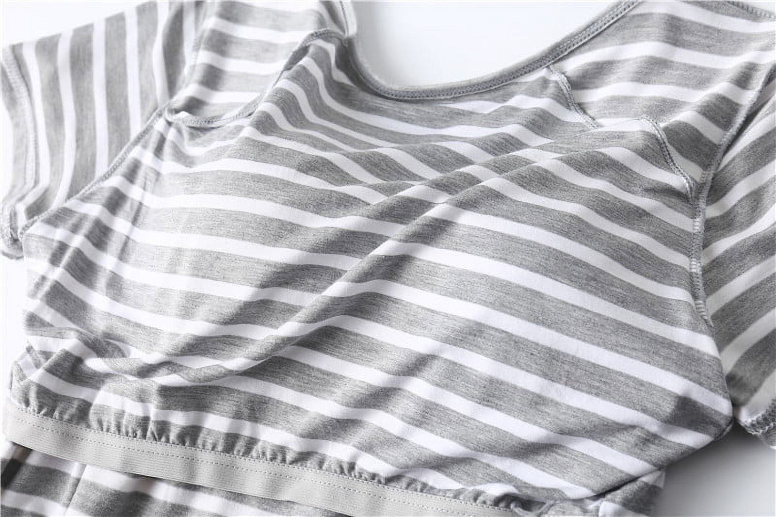 BONIXOOM Womens Christmas Pajamas Matching Christmas Pajamas Loungewear None Long Sleeve Sleep Tops Striped Gray XXL