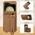 thumbnail image 6 of Allytechgroup Premium Galaxy Z Flip 5 5G Case Wallet - Stylish Phone Case for Samsung Galaxy Z Flip 5 with Ring Holder Shoulder Strap Hand Strap RFID Blocking Case for Girls Women, Brown, 6 of 8
