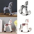 thumbnail image 4 of Vintage Style Wooden Rocking Horse Animal Decoration Statue Horse Figurines Home Decor Kids Gift Gray, 4 of 10