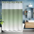 thumbnail image 6 of No Hook Shower Curtain with Snap in Liner, Spring Gradient Simplistic Waterproof Bath Curtain Double Layers with See Through Top Window, Simple Sage Green White Ombre Hotel Shower Curtains 48x72in, 6 of 9