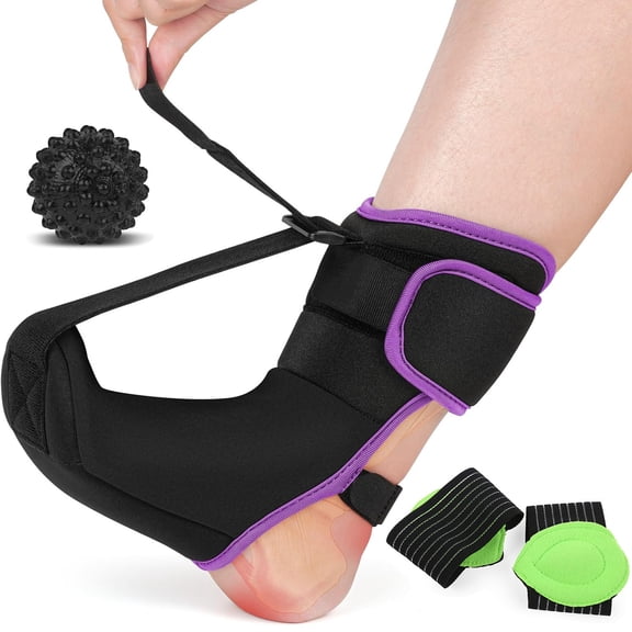 Adjustable Foot Drop Night Splint, Plantar Fasciitis Ankle Brace Support, Breathable Orthotic Foot Stretcher for Men Women, Relief Heel Arch Achilles Tendon Pain, Fits Left & Right Foot