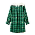 thumbnail image 5 of JIAYUE Girls Christmas Nightgown Long Sleeve Crew Neck Ruffle Cuff Plaid Xmas Light Print Pajamas Dress For Indoor Wear, 5 of 5