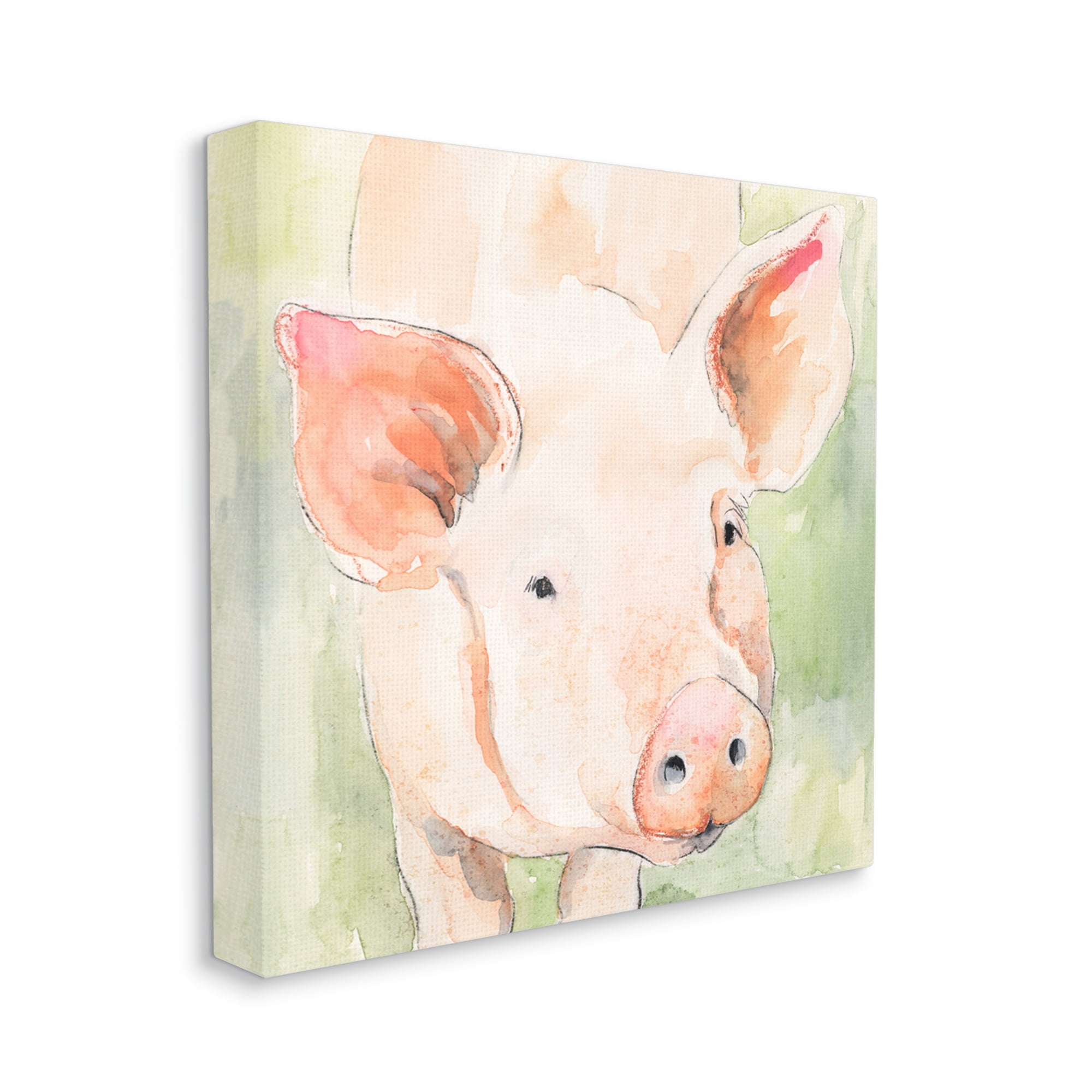 Stupell Industries Modern Pig Portrait Animals & Insects Painting Gallery Wrapped Canvas Print Wall Art, 36 x 36