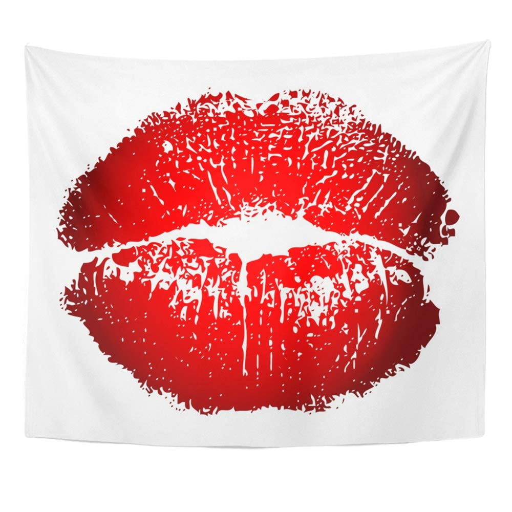 ZEALGNED Red Sex Kiss Silhouette Lipstick Erotica Sexy Shiny Human Wall Art Hanging Tapestry Home Decor for Living Room Bedroom Dorm 51x60 inch image
