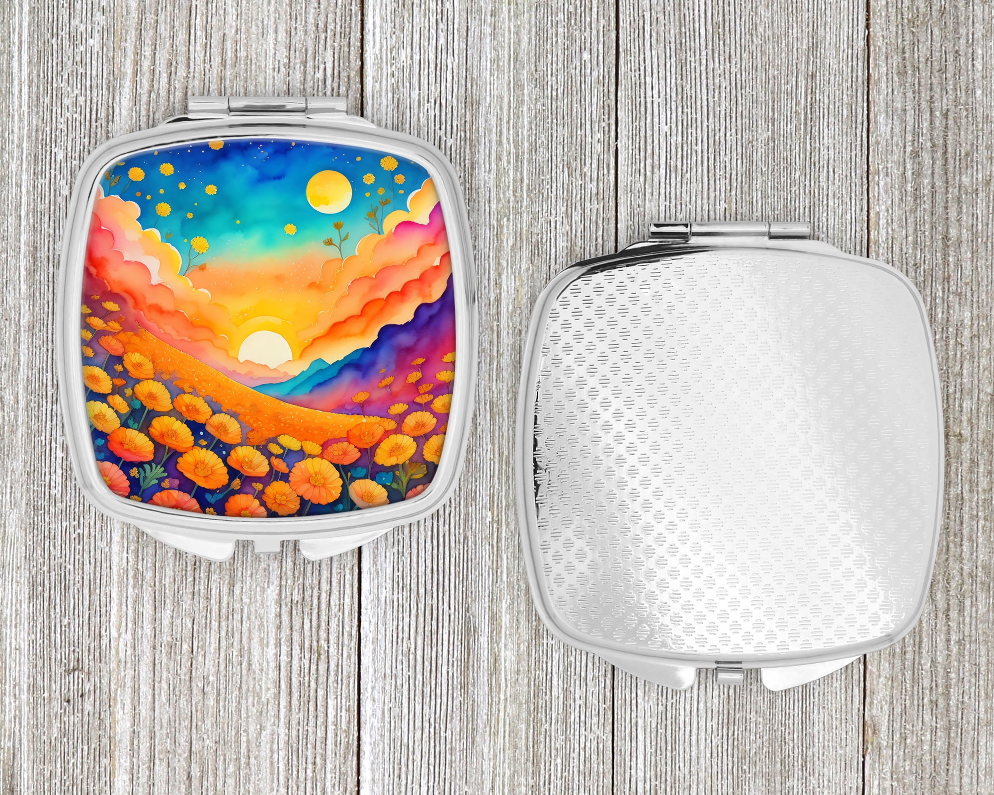 Colorful Marigolds Compact Mirror 2.75 in x 3 in