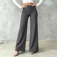 thumbnail image 2 of Edvintorg Womens Dress Pants Plus Size Fashion High Waisted Business Dressy Wide Leg Trousers With Buttons Women Work Pants Gray XXXL, 2 of 6