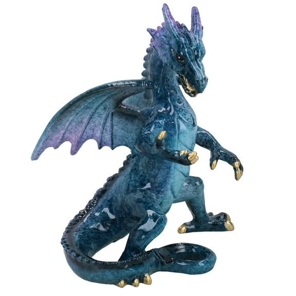 Blue Standing Dragon Resin Fantasy Sculpture Statue House Ornament Figurine