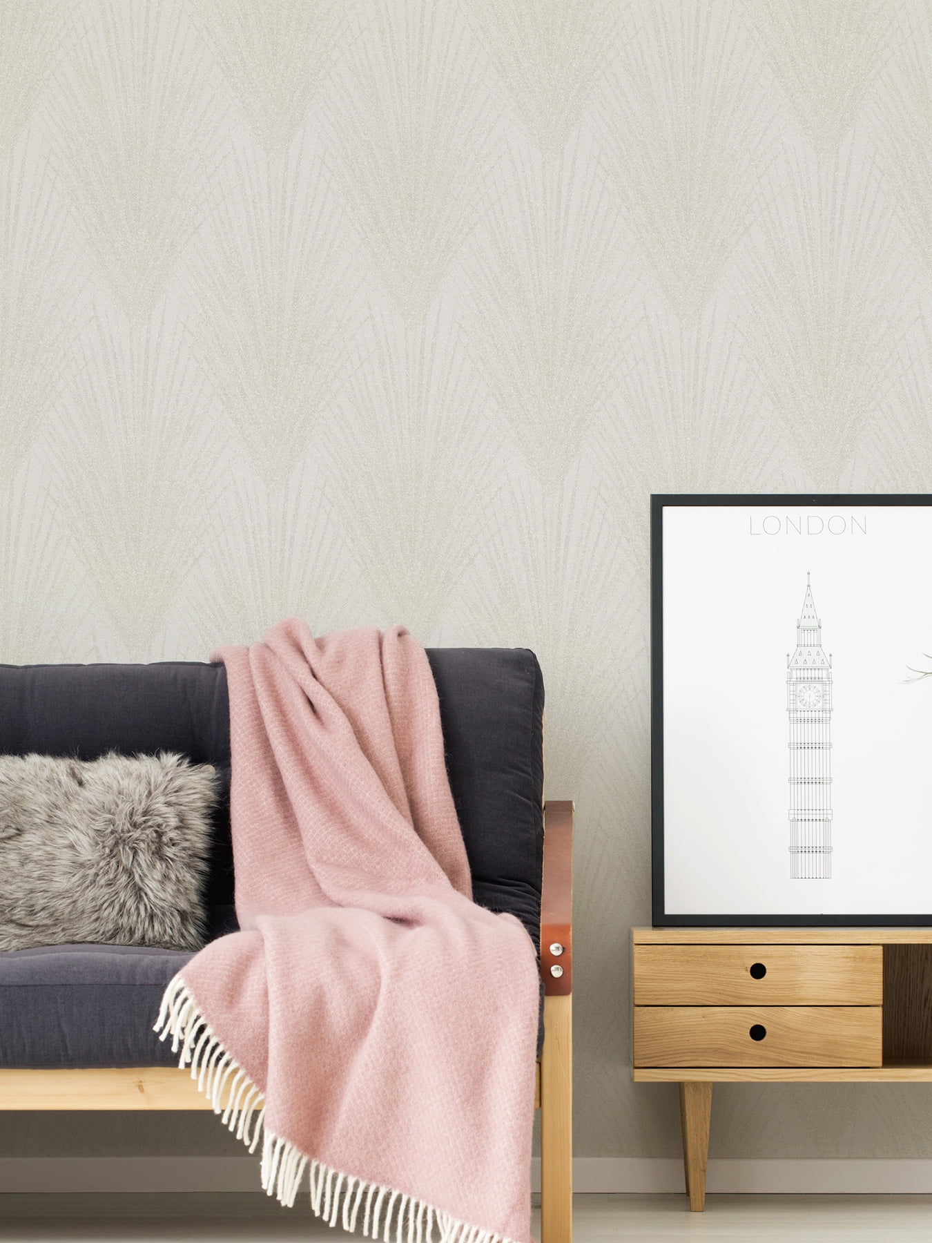 Advantage Keina Taupe Fronds Wallpaper