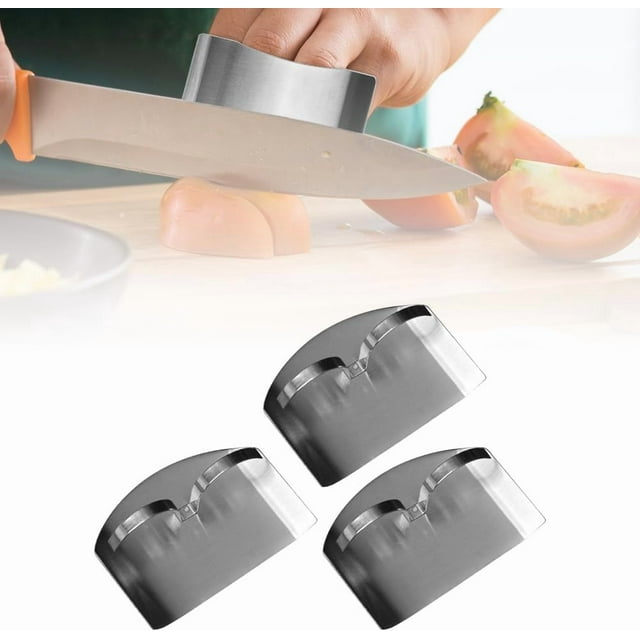Finger Guard, Multifunctional Stainless Steel Finger Protector for Cutting Food Slicing Finger Guard, Premium Slicing Tool Guard Finger Protector, Great for Chopping Vegetables (Double Fingers, 3PCS)