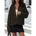 thumbnail image 6 of Female'S Chunky Knit Zip-Up Cardigan Sweater,Fall Open Front Long Sleeve Ribbed Knit Outerwear Coats Dark Brown S, 6 of 9