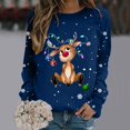 thumbnail image 2 of Women T-Shirt For Christmas Cute Cartoon Elk Graphic Long Sleeve Crewneck Pullover Shirts Party Blouse Tops, 2 of 4