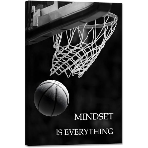 SKASNFAI Mindset is Everything Canvas Wall Art Basketball Poster, Size 24''x36''