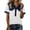 White, variant on Women's Polo Shirts Summer Casual Denim Color Block Patchwork Blouses Vintage Short Sleeve Button Flap T Shirt L