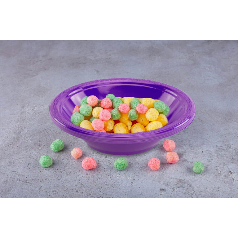 Decorrack 24 Small Plastic Bowls, 7 inch Disposable Party Bowls, Purple (Pack of 24)