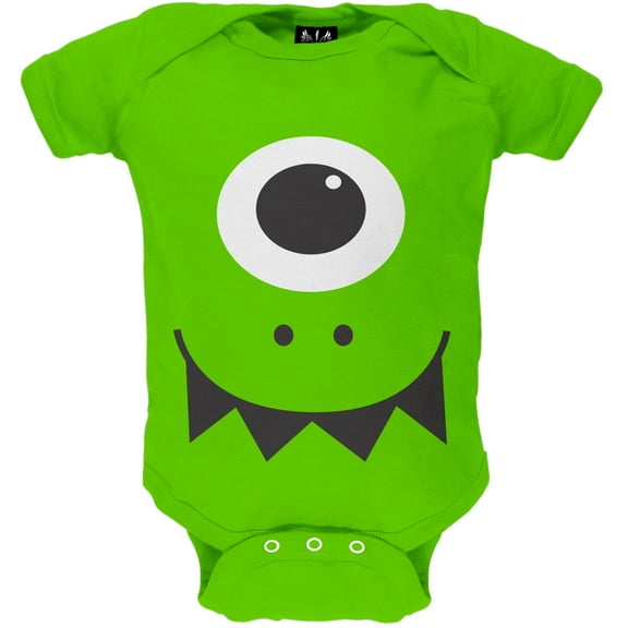 Halloween Monster Face Costume Green Baby One Piece