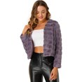 thumbnail image 1 of Abrigo mullido de piel sintétisin cuello chaquerecortacálide invierno pamujer Morado claro M, 1 of 6