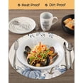 thumbnail image 3 of 15 Inch Round Placemats Set of 4, Thanksgiving Non Slip Heat Insulation PP Table Mats, Fall Country Blue White Pumpkin Leaves Washable Place Mats for Kitchen Dining Party Table Decor, 3 of 7