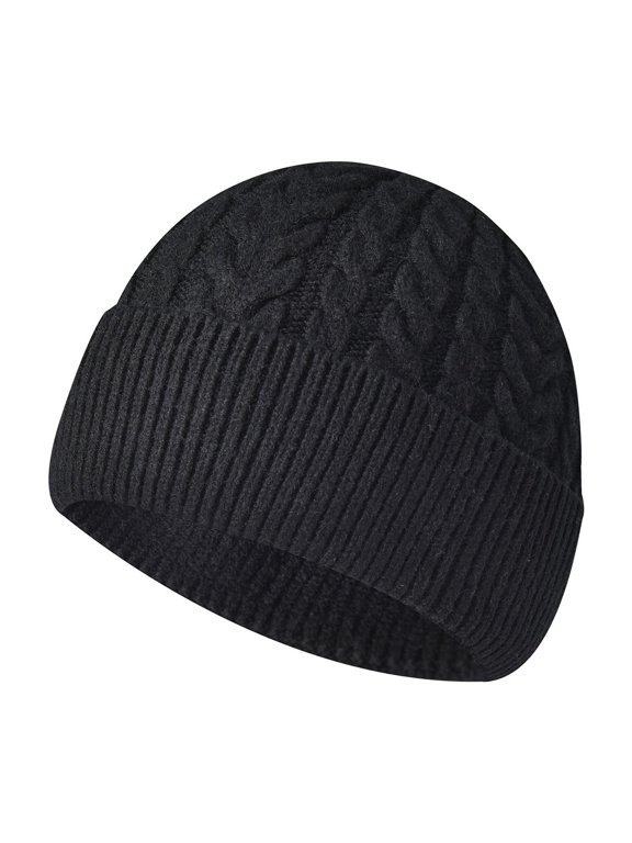 Winter Knitting Thickened Warm Knitted Hat Female Face Show Small Ear Protector Cold Hat Casual Pullover Hat Mad Hat Leather Warm Baseball Caps for Men 1 Caps Winter Mens Hats Hat with Ear for Men