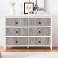 thumbnail image 1 of Bingirl Commode de Chambre Moderne à 6 Tiroirs à Cannelures - Armoire de Rangement Multifonctionnelle Anti-Basculement de 47 Pouces de Large avec Poignées Rondes, Idéale pour les Couloirs et les Entrées, 1 of 8