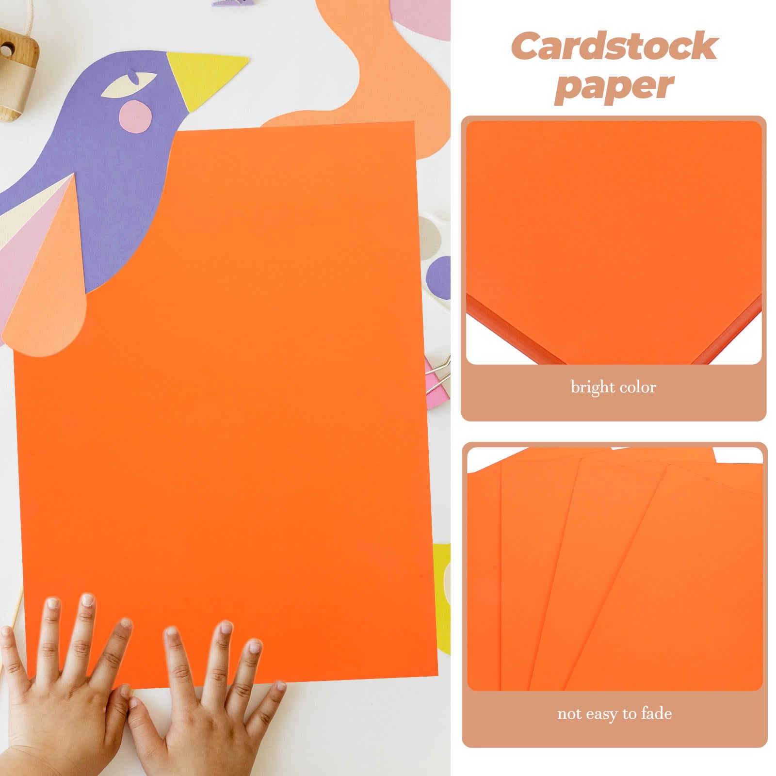 OUNONA Orange Colored Cardstock Paper Durable Thick Craft Paper for DIY Home Use and Scrapbooking