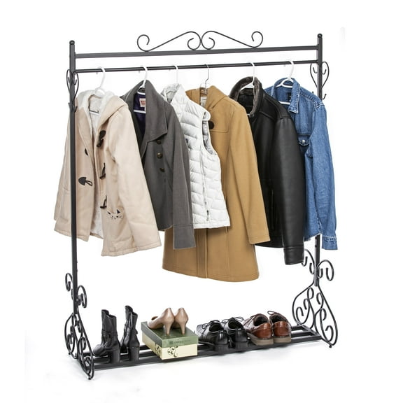 Mango Steam Freestanding Sheffield Garment & Coat Rack, Black (64.5 H x 47.5 L inches)