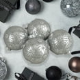thumbnail image 3 of Northlight Glittered Floral Christmas Glass Ball Ornaments - 3.25" (80mm) - Silver - 4ct, 3 of 5
