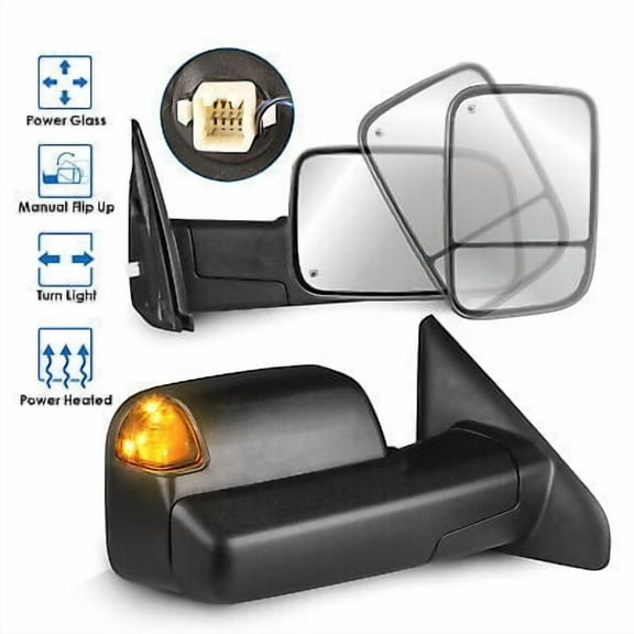 MOSTPLUS Power Heated Side View Tow Mirrors for 02-08 Dodge Ram 1500 03-09 Ram 2500/3500