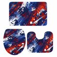 thumbnail image 2 of Independence Day Bathroom Rugs Set Abstract Red Blue White Mottled Painted Non Slip Absorbent Soft Bath Mats 3 Piece Set with Bathroom Rug, U-Shaped Floor Mat, Toilet Seat Cover Large Size, 2 of 9