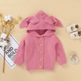 thumbnail image 3 of QUYUON Infant Baby Knit Hoodie Sweaters Toddler Girls Boys Long Sleeve Button Front Hooded Sweater Solid Color Cute Ears Knitted Cardigans Jacket with Hood Outerwear Coat 70, 3 of 8