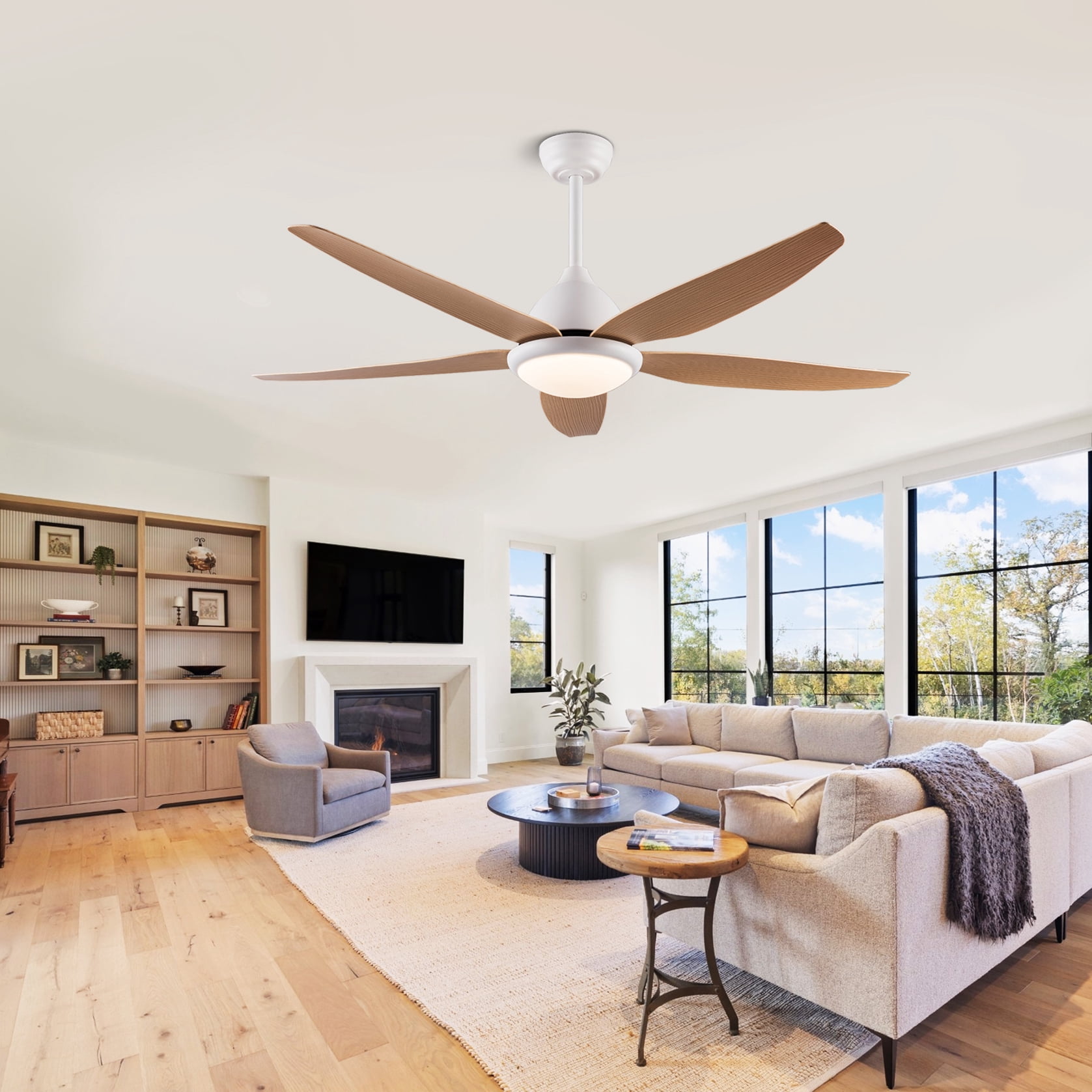 Mintazer 56 in Ceiling Fan with Dimmable LED Light, Modern Ceiling Fan with Remote for Indoor Bedroom Living Room, White