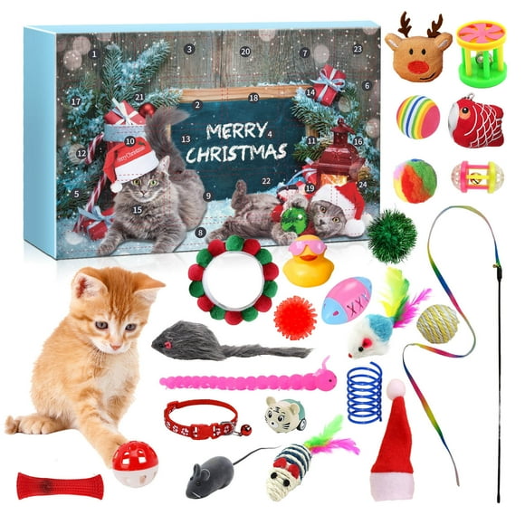 Easter Battery Christmas Lights Mini with Timer Painting Lights Cordless with Timer 2024 New Cat Advent Calendar 24 Days Countdown To Christmas Advent Calendar Cat Feather Teaser And For Toys