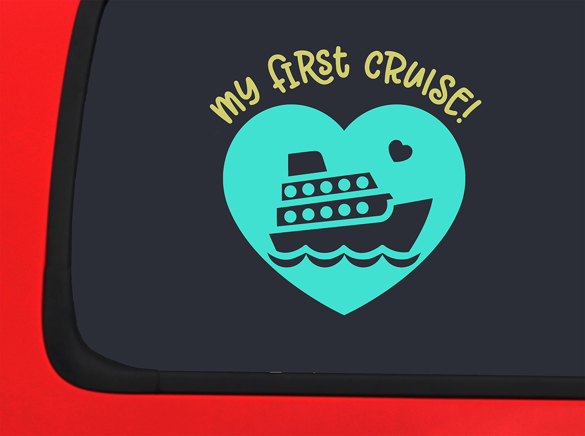 Car Sticker My First Cruise Ship Love Heart Family Ocean Travel Trip