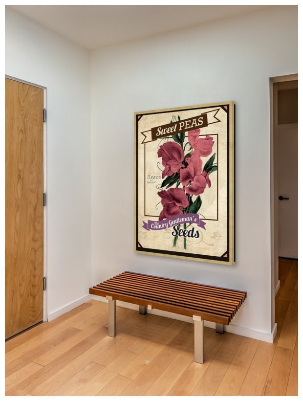 "Flower Packet Sweet Peas" Painting Print on Wrapped Canvas