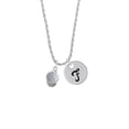 thumbnail image 2 of Delight Jewelry Silvertone 3-D Enamel Volleyball Spinner Silvertone Script Initial Disc - F - Charm Necklace, 20"+3", 2 of 4