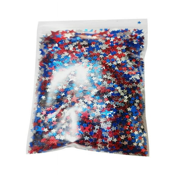 Holloyiver 15g Star Sequin Confetti Holographic Metallic Foil, Patriotic Table Confetti for 4th of July Independence Day Patriotic Birthday Weeding Party Decoration (3 Different Sizes of Stars)