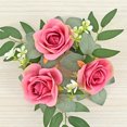 thumbnail image 4 of TACILIP Rose Candle Wreath Artificial Silk Flower Ring Leaf Candle Wreath Wedding Valentine Day Party Table Candlestick Decorations Valentine's Day Wreath, Gifts for Men, 4 of 6