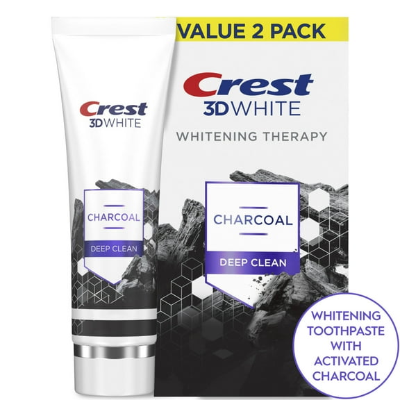 Crest 3D White Whitening Therapy Charcoal Deep Clean Invigorating Mint Toothpaste, 4.6 oz Pack of 2