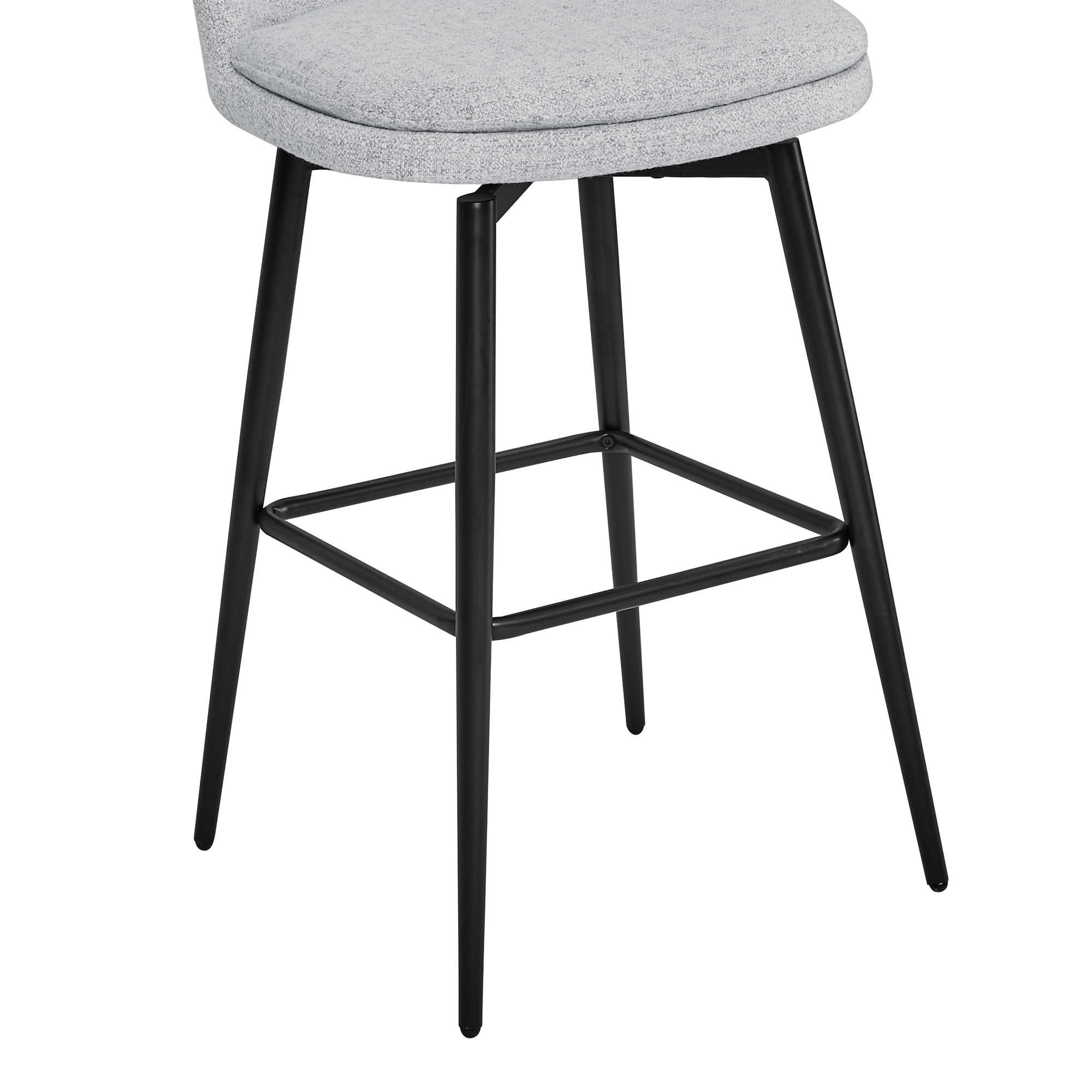 CHITA 30 inch Counter Height Swivel Bar Stools Low Back Set of 3, Metal Base, Fabric in Cloud