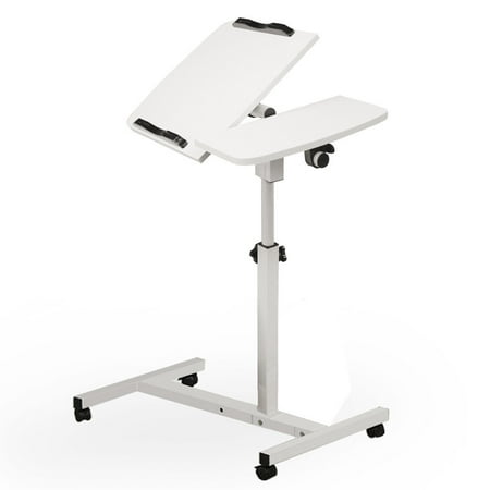 Turnlift Sit Stand Mobile Laptop Desk Cart With Side Table